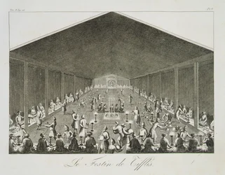 Een Feest in Tiflis, uit Voyages du Chevalier Chardin en Perse, et autres Lieux d